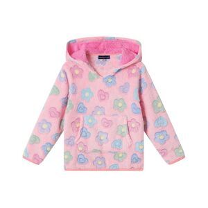 Andy & Evan Girls  Flower & Heart Plush Hoodie, Pink